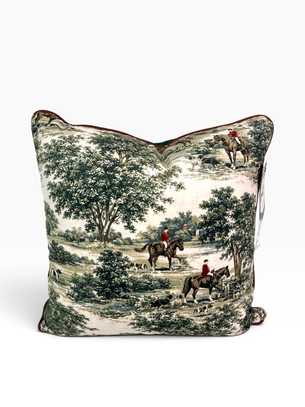 Luzoh Velvet Hunting Scene Pillow 20x20 Horse Dog English Country Portugal